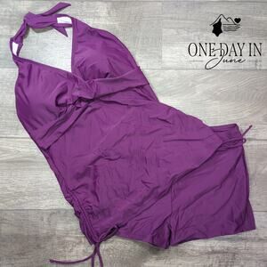 Yonique Halter Boyshort Tankini Swimsuit Size L